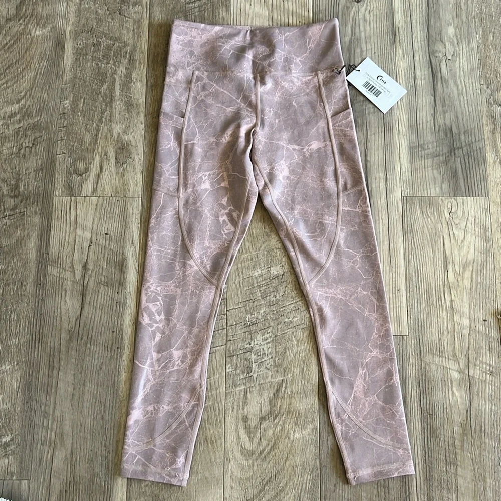 NWT ZYIA Pink Digital Granite Pocket Light N Tight Hi-Rise 7/8 24” Leggings.